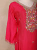 Crimson Red Floral Design Cotton Straight Cut Salwar Suit