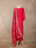 Crimson Red Floral Design Cotton Straight Cut Salwar Suit