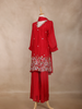 Crimson Red Floral Design Georgette Sharara Salwar Suit