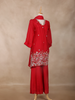 Crimson Red Floral Design Georgette Sharara Salwar Suit