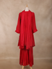 Crimson Red Floral Design Georgette Sharara Salwar Suit