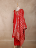 Crimson Red Floral Design Silk Cotton Straight Cut Salwar Suit