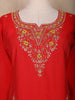 Crimson Red Floral Design Silk Cotton Straight Cut Salwar Suit