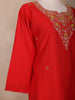 Crimson Red Floral Design Silk Cotton Straight Cut Salwar Suit