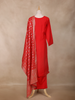 Crimson Red Floral Design Silk Cotton Straight Cut Salwar Suit