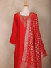 Crimson Red Floral Design Silk Cotton Straight Cut Salwar Suit