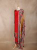 Crimson Red Floral Design Synthetic Straight Cut Salwar Suit