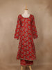 Crimson Red Floral Printed Cotton Salwar Suit - Diadem