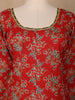 Crimson Red Floral Printed Cotton Salwar Suit - Diadem