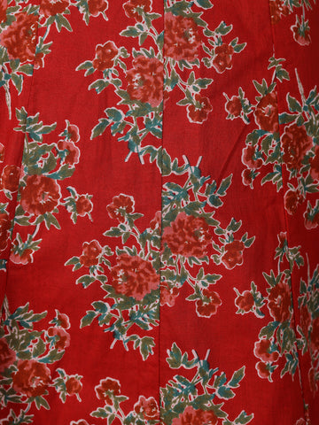 Crimson Red Floral Printed Cotton Salwar Suit - Diadem