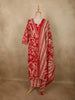 Crimson Red Floral Printed Design Cotton Straight Cut Salwar Suit with Dupatta