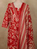 Crimson Red Floral Printed Design Cotton Straight Cut Salwar Suit with Dupatta