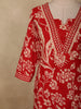 Crimson Red Floral Printed Design Cotton Straight Cut Salwar Suit with Dupatta