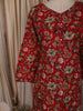 Crimson Red Floral Printed Design Cotton Straight Cut Salwar Suit with Dupatta