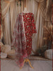 Crimson Red Floral Printed Design Cotton Straight Cut Salwar Suit with Dupatta