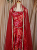 Crimson Red Floral Printed Design Georgette Lehenga With Lace Border Dupatta
