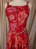 Crimson Red Floral Printed Design Georgette Lehenga With Lace Border Dupatta