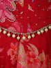 Crimson Red Floral Printed Design Georgette Lehenga With Lace Border Dupatta