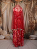 Crimson Red Floral Printed Design Georgette Lehenga With Lace Border Dupatta