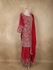 Dark Pink Floral Sequins and Beads Embroidered Design Palazzo Set with Dupatta