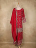 Dark Pink Floral Sequins and Beads Embroidered Design Palazzo Set with Dupatta