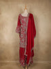 Dark Pink Floral Sequins and Beads Embroidered Design Palazzo Set with Dupatta