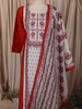 Crimson Red Floral Thread Embroidered Design Cotton Straight Cut Salwar Suit with Dupatta