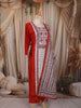 Crimson Red Floral Thread Embroidered Design Cotton Straight Cut Salwar Suit with Dupatta
