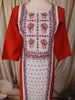 Crimson Red Floral Thread Embroidered Design Cotton Straight Cut Salwar Suit with Dupatta