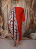 Crimson Red Floral Thread Embroidered Design Cotton Straight Cut Salwar Suit with Dupatta