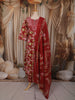 Crimson Red Floral Vine Printed Design Cotton Salwar Suit wit Matching Dupatta