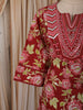 Crimson Red Floral Vine Printed Design Cotton Salwar Suit wit Matching Dupatta