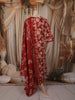 Crimson Red Floral Vine Printed Design Cotton Salwar Suit wit Matching Dupatta