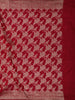 Crimson Red Floral Vine Zari Woven Design Pure Banarasi Silk Saree with Rich Zari Border