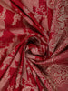 Crimson Red Floral Vine Zari Woven Design Pure Banarasi Silk Saree with Rich Zari Border