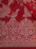 Crimson Red Floral Vine Zari Woven Design Pure Banarasi Silk Saree with Rich Zari Border