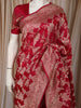 Crimson Red Floral Vine Zari Woven Design Pure Banarasi Silk Saree with Rich Zari Border