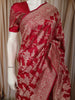 Crimson Red Floral Vine Zari Woven Design Pure Banarasi Silk Saree with Rich Zari Border