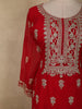 Crimson Red Floral Zari Embroidered Design Georgette Palazzo Suit with Dupatta