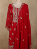 Crimson Red Floral Zari Embroidered Design Georgette Palazzo Suit with Dupatta