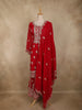 Crimson Red Floral Zari Embroidered Design Georgette Palazzo Suit with Dupatta