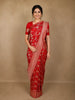 Crimson Red Floral Zari Woven Design Pure Banarasi Silk Saree with Zari Border