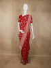 Crimson Red Floral Zari Woven Design Pure Banarasi Silk Saree with Zari Border