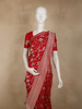 Crimson Red Floral Zari Woven Design Pure Banarasi Silk Saree with Zari Border