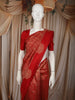 Crimson Red Floral Zari Woven Design Pure Kanchipuram Silk Saree with Butta Zari Border