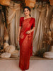 Crimson Red Floral Zari Woven Design Pure Kanchipuram Silk Saree with Butta Zari Border