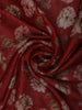 Crimson Red Floral Zari Woven Design Pure Tissue Silk Fancy Saree with Solid Border