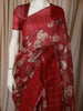 Crimson Red Floral Zari Woven Design Pure Tissue Silk Fancy Saree with Solid Border