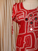 Crimson Red Geometric Line Mirror and Thread Embroidered Design Cotton Palazzo Suit