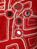 Crimson Red Geometric Line Mirror and Thread Embroidered Design Cotton Palazzo Suit